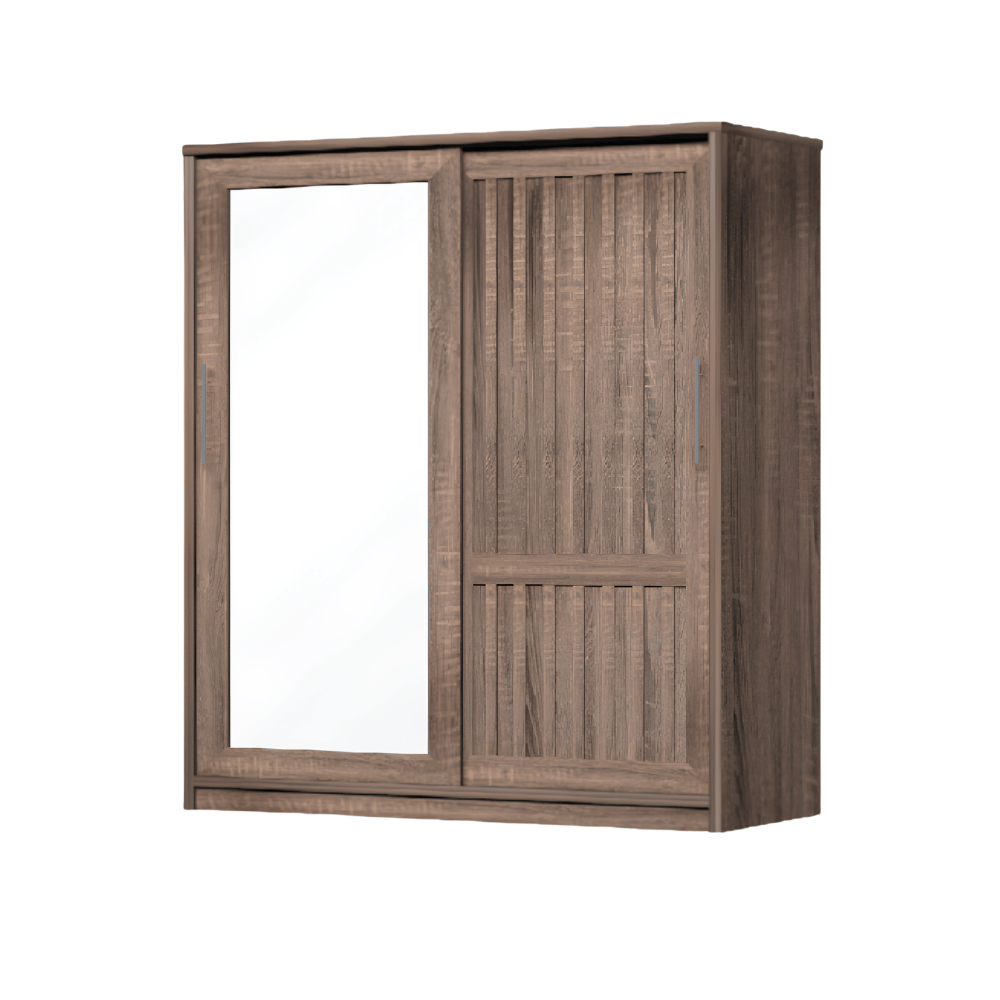 ตู้เสื้อผ้าบานเลื่อนกระจกเงา WISDOM DESIGN FURNITURE รุ่น W18SLM 180 ซม. สีวอลนัท_1